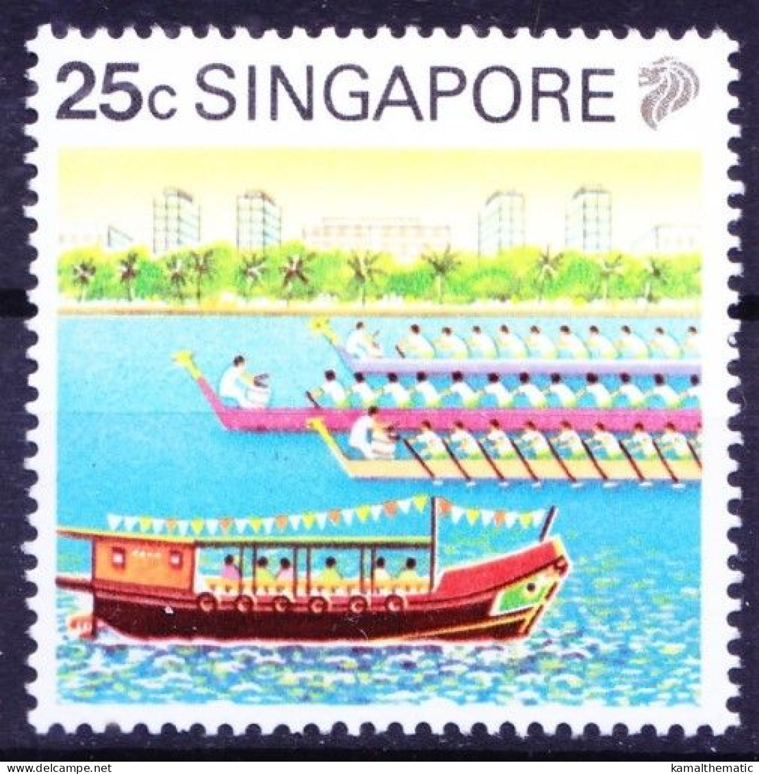 Singapore 1990 MNH, Dragon Boat Regatta, Water Sports, Rowing Boats - Canottaggio