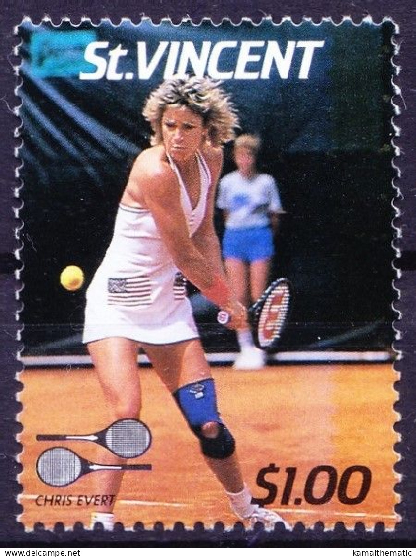 St. Vincent 1987 MNH, Chris Evert, Int. Lawn Tennis Players, Sports - Tennis