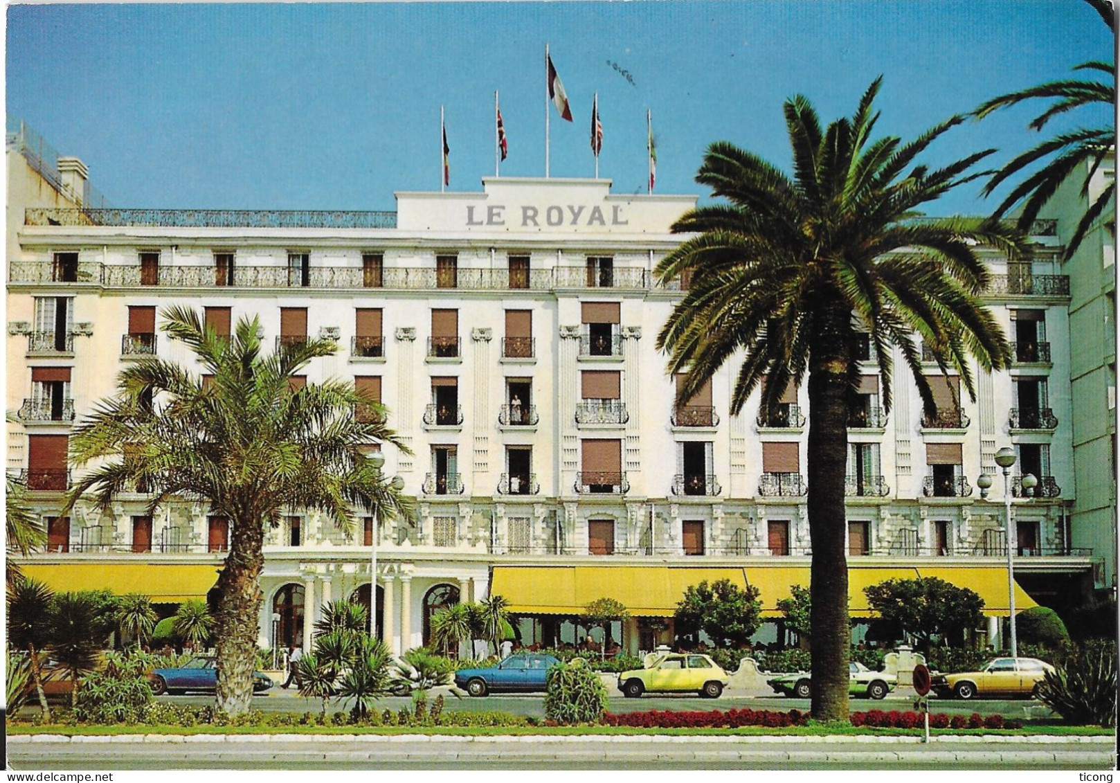 NICE LE ROYAL CENTRE DE VACANCES PRIVE, VOITURES AUTOMOBILES, FLAMME CENTRE DE TRI DE NICE 1980 SUR TIMBRE SABINE, - Pubs, Hotels And Restaurants