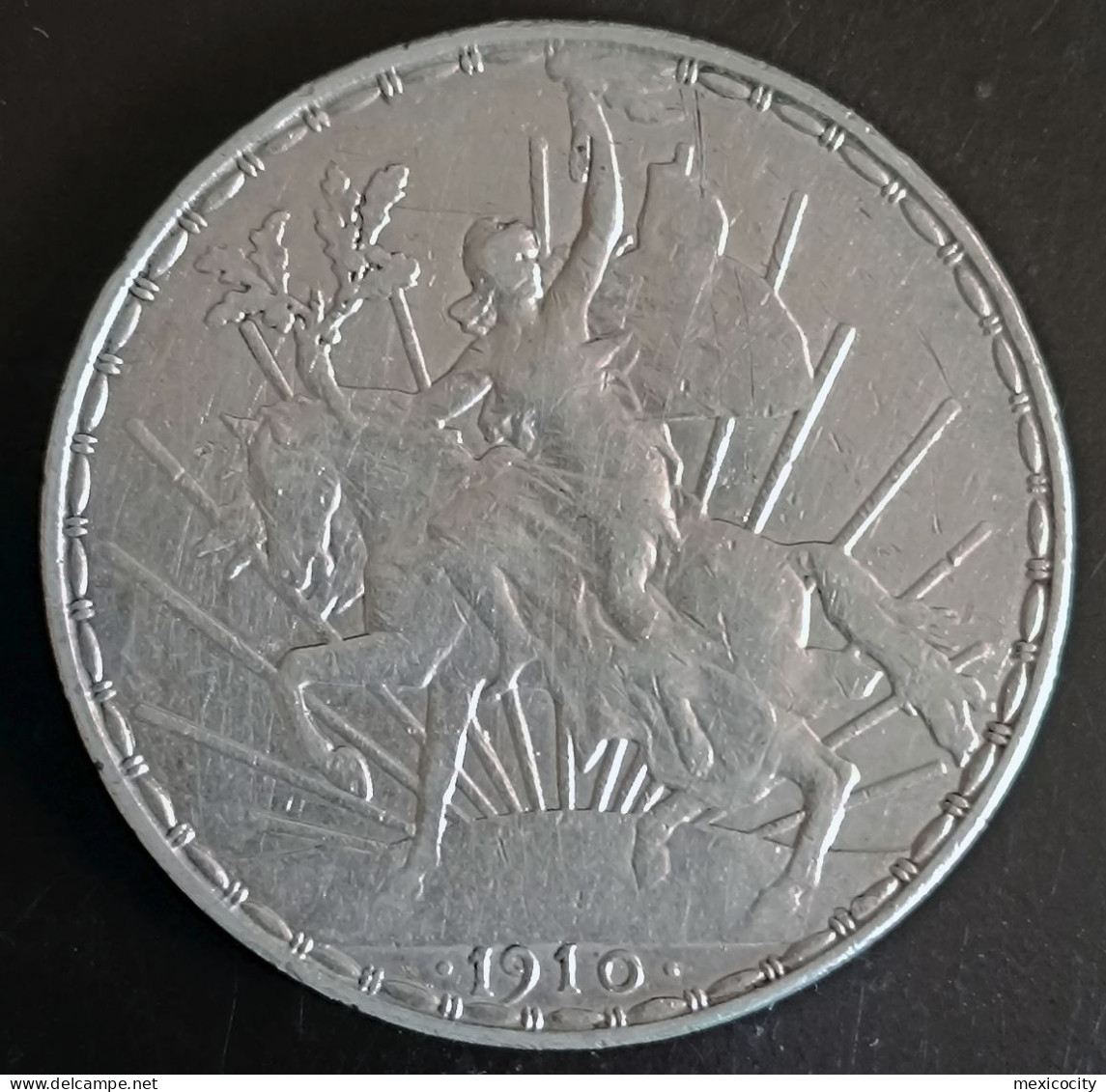 MEXICO 1910 $1 INDEPENDENCE "Caballito" Peso Silver Coin, See Imgs., Nice, Rather Scarce - Mexico