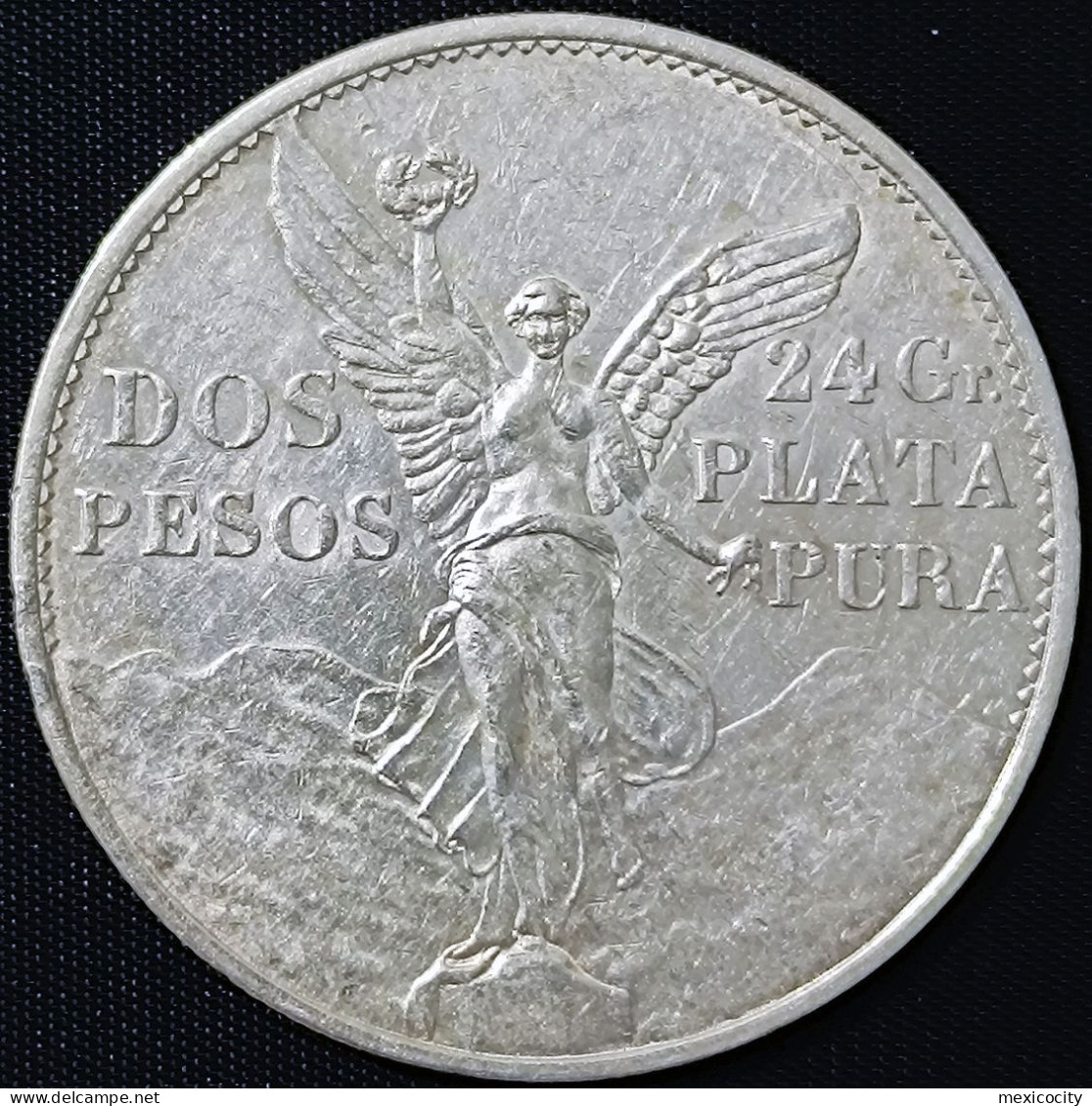 MEXICO 1921 $2 INDEPENDENCE "Winged Victory" Silver Coin, See Imgs., Nice, Rather Scarce - Mexico