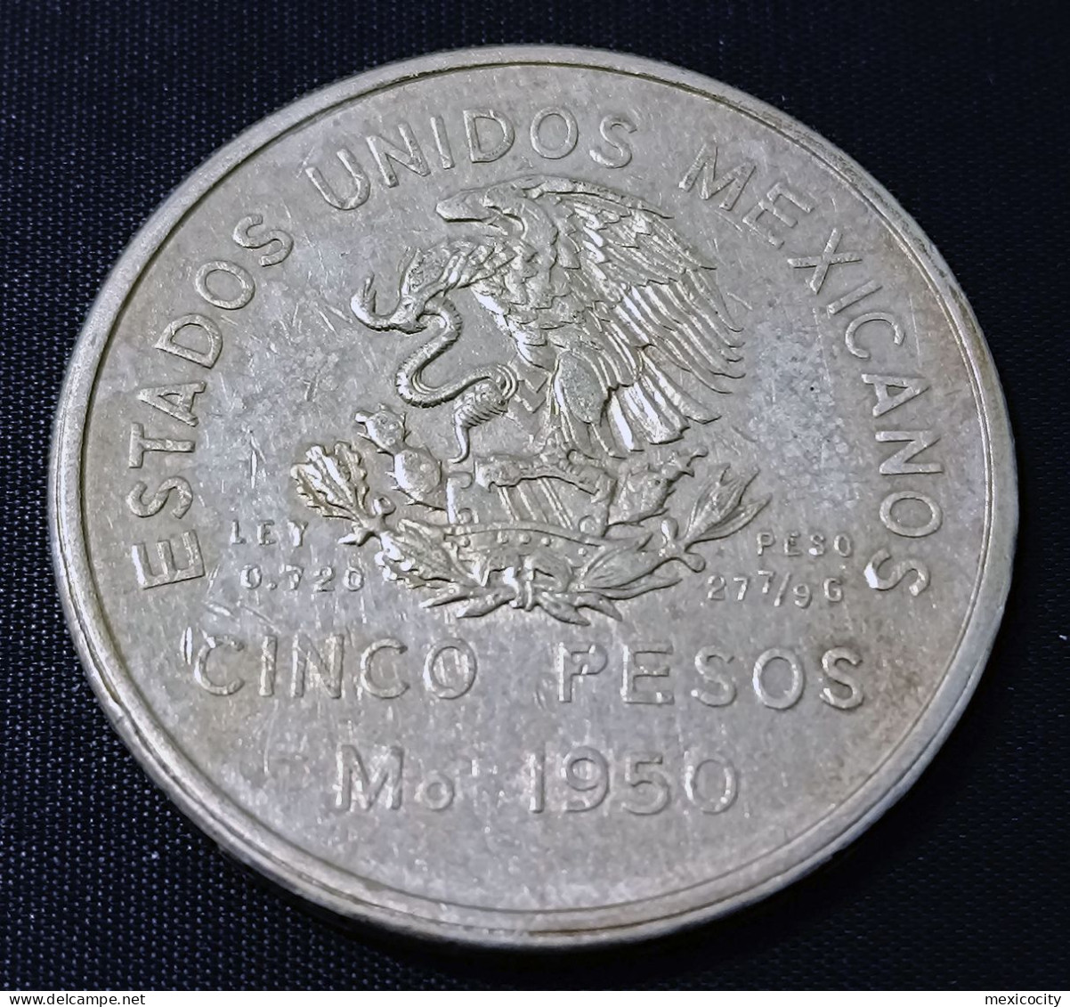 MEXICO 1950 $5 SOUTHEASTERN RAILROAD Silver Coin, See Imgs., Nice, Rather Scarce - Mexico