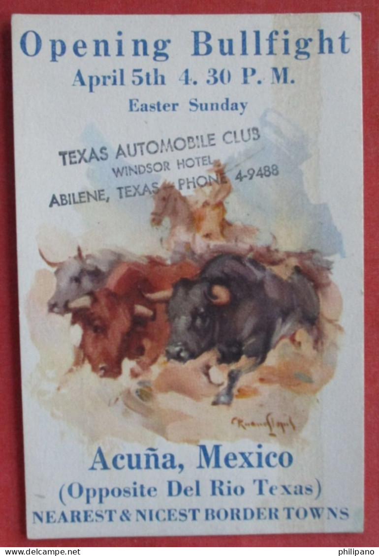 Signed Artist Bullfight Acuna Mexico. 1953     Mexico Ref 6405 - Mexico