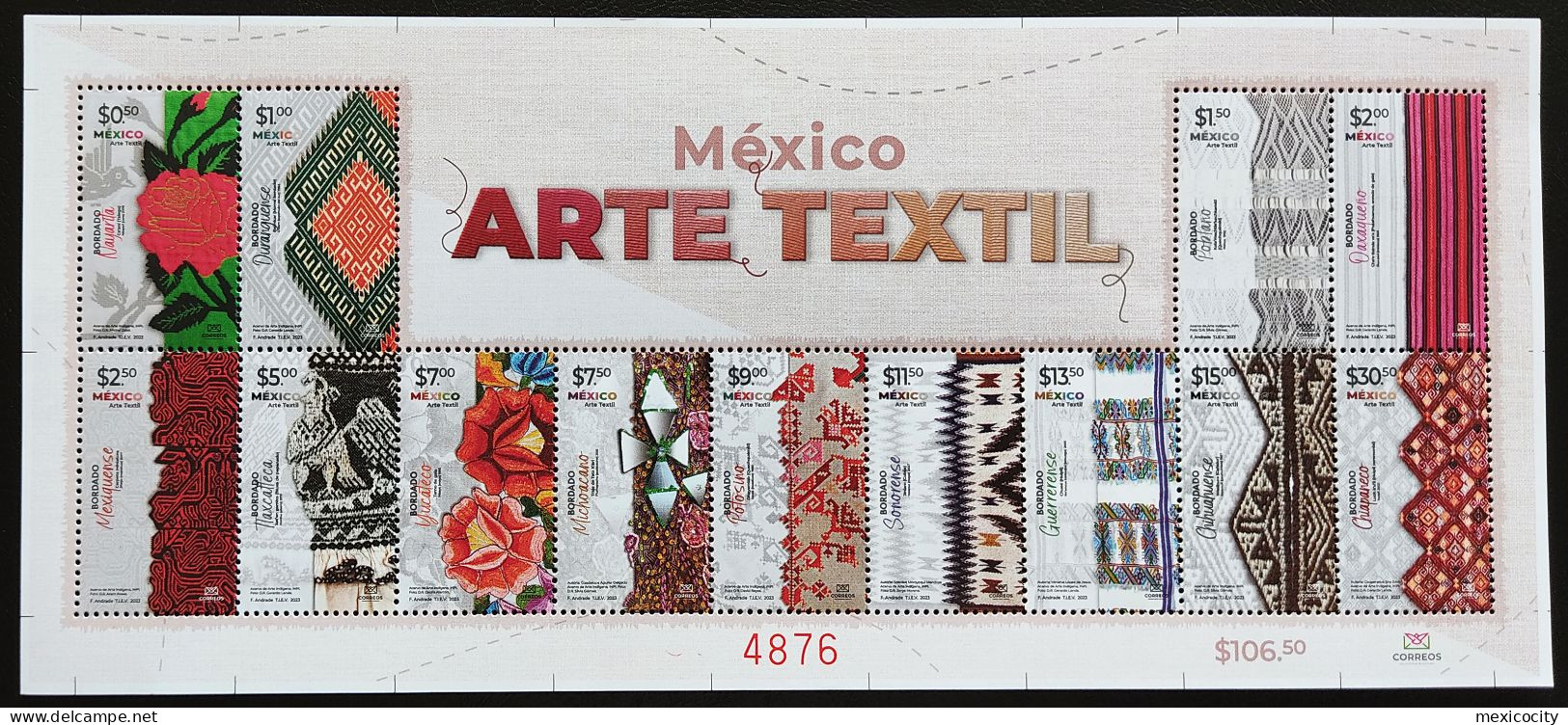 MEXICO 2023 ART: TEXTILE - THE NEW Beater Series Special MULTISHEET W/ All 13 Stamps, Mint NH Unm. - Mexico