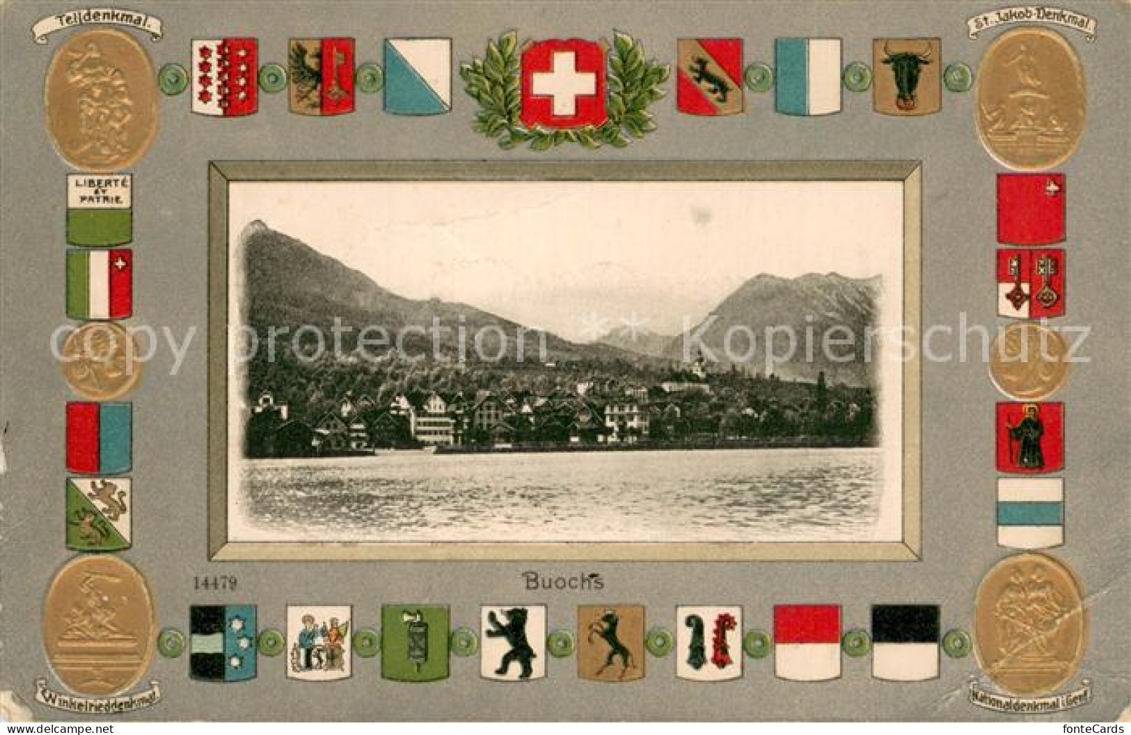 13731286 Buochs Vierwaldstaettersee Seepanorama Telldenkmal Winkelrieddenkmal St - Altri & Non Classificati