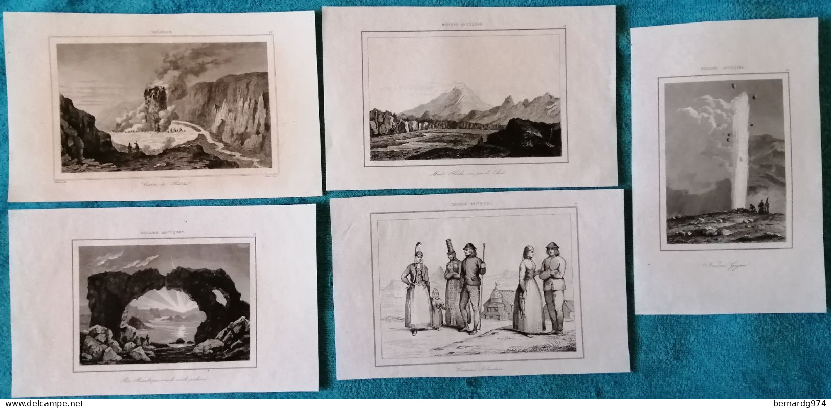 Islande Island : Nine Antique Prints - Carte Geographique