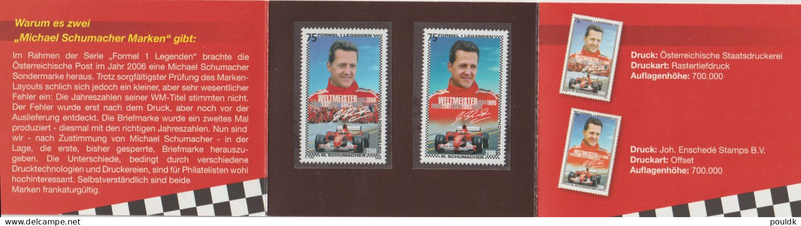 Austria 2006 Michael Schumacher Booklet MNH/**. Postal Weight 0,04 Kg. Please Read Sales Conditions Under Image Of Lot ( - Cars