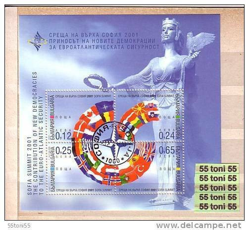 2001 Sofia ; Summit (Owl) (Michel: BL 249 )  S/S -used/oblitere (O) BULGARIA / Bulgarie - Gebraucht