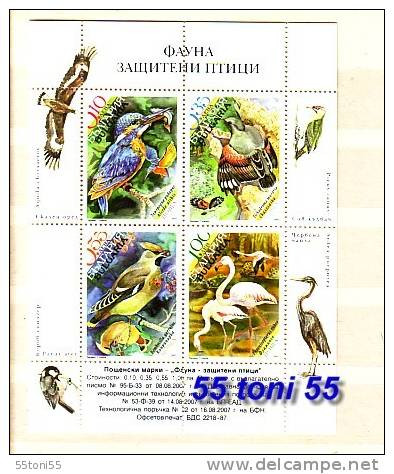 2007 Fauna  Protected Birds   MS - MNH   Bulgaria/ Bulgarie - Nuevos