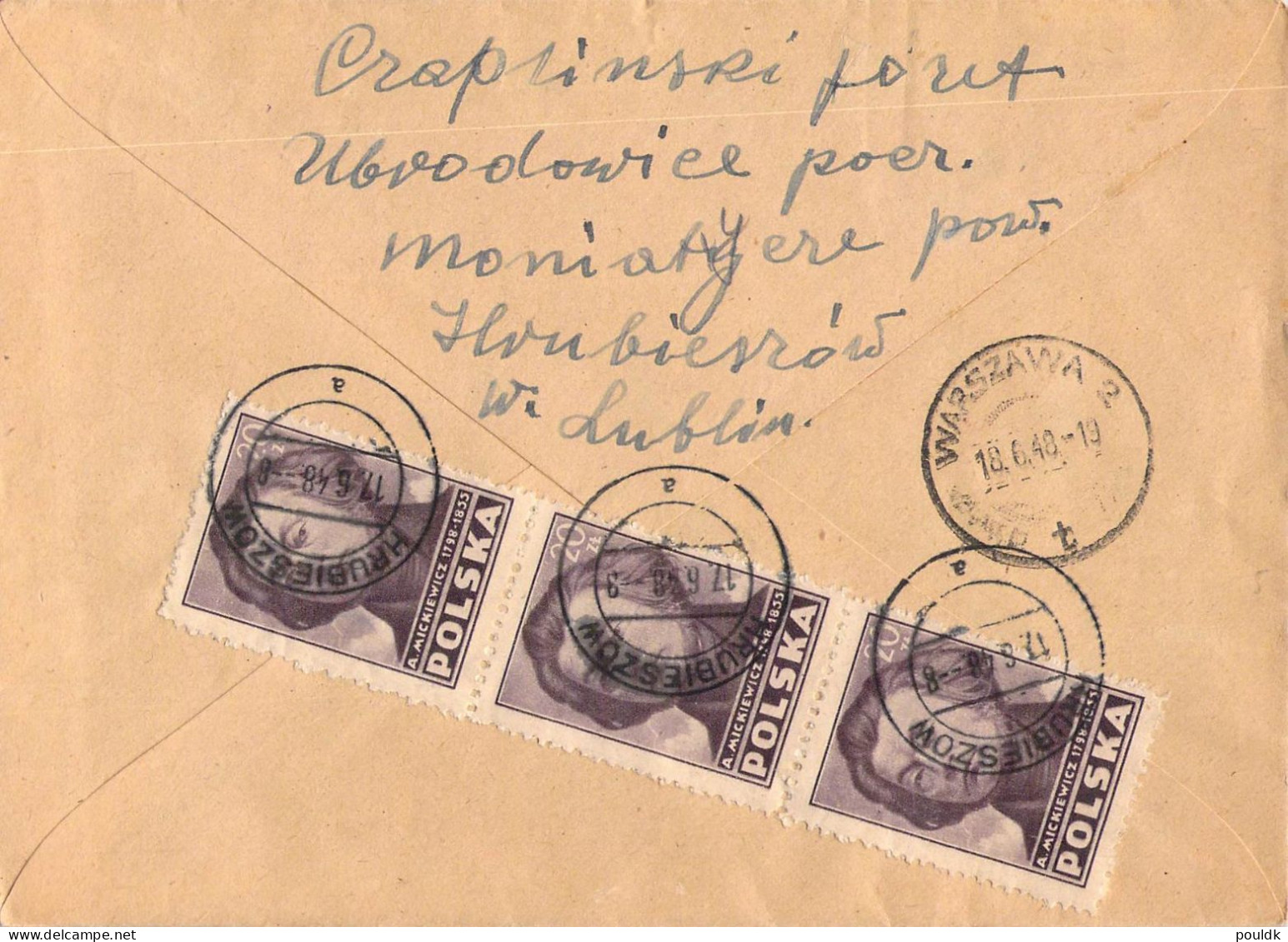 Poland Registered Cover To Red Cross In Geneve Posted Hrubieszow 17.6.1948. Postal Weight 0,04 Kg. Please Read Sales Con - Storia Postale