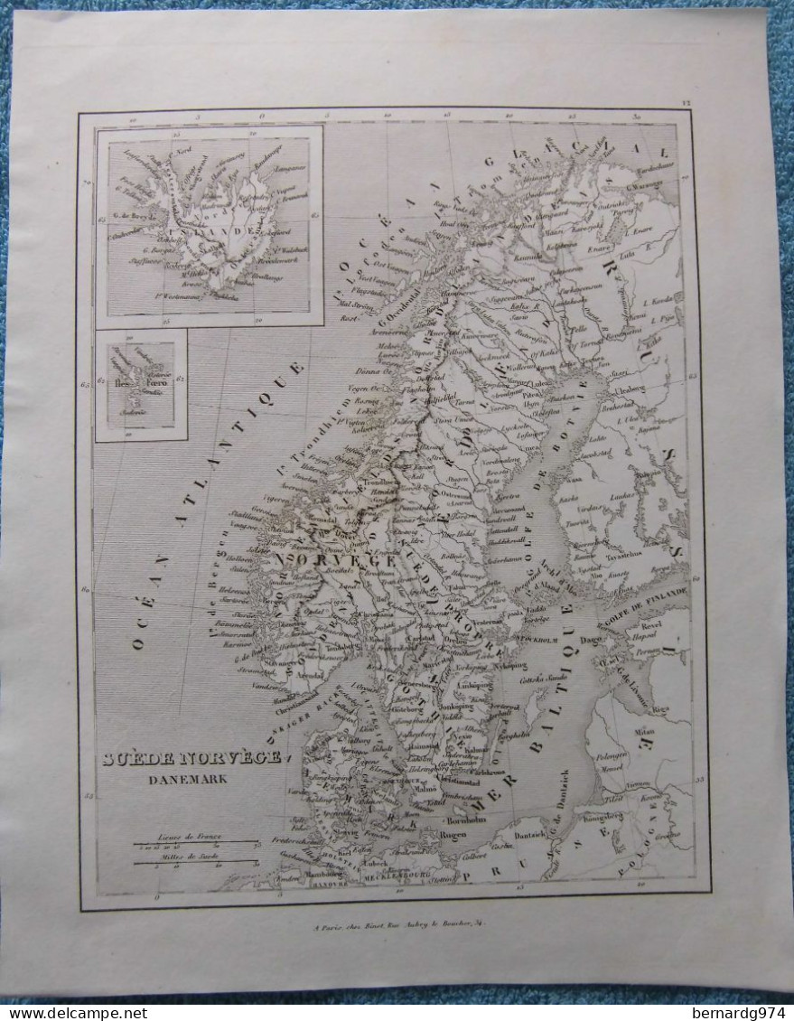 Sweden Norway Denmark : Six Antique Maps 19è Century - Cartes Géographiques