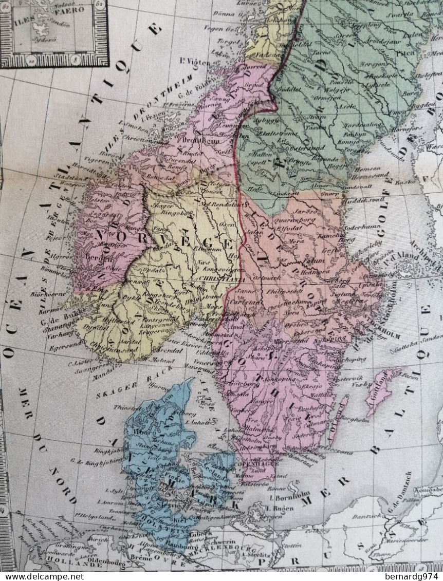 Sweden Norway Denmark : six antique maps 19è century