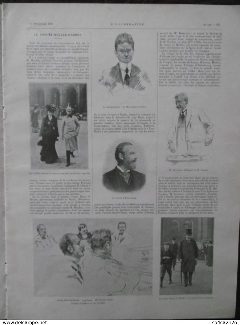 L'ILLUSTRATION N°3375 2/11/1907 Le Procès Moltke Harden; Deux Affaires De Trahison; Nouveaux Exploits D'aéroplanes - Andere & Zonder Classificatie
