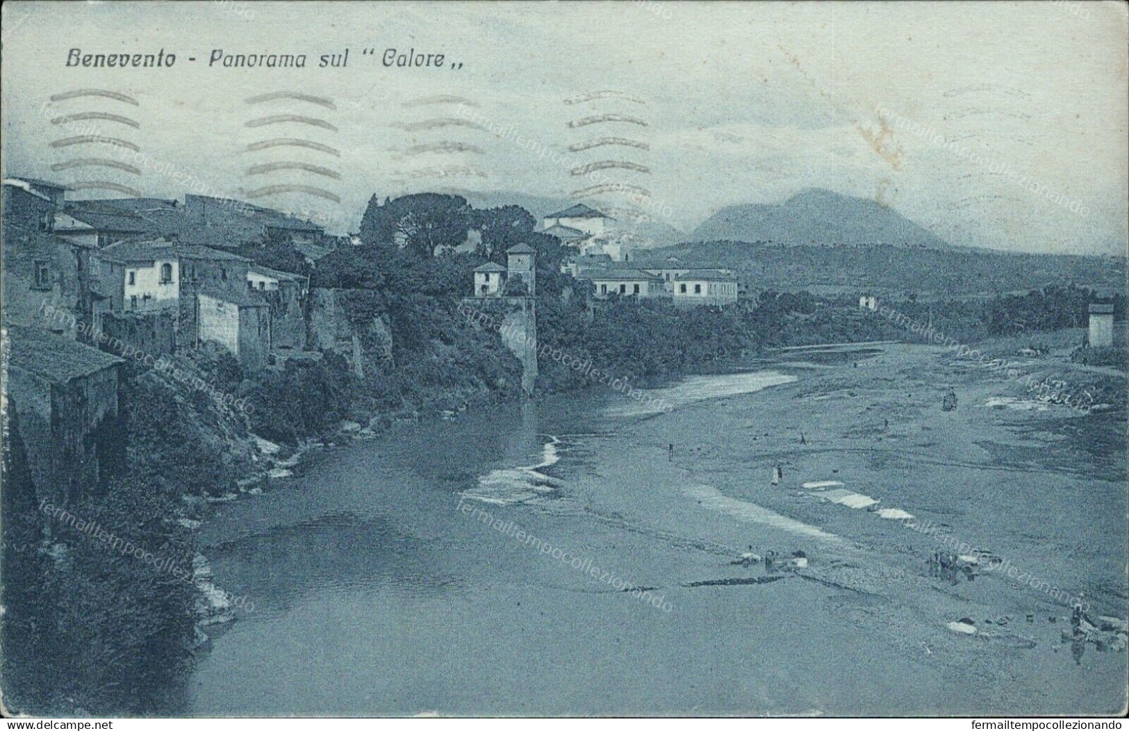 V735 Cartolina Benevento Citta' Panorama Sul Calore 1933 Campania - Benevento