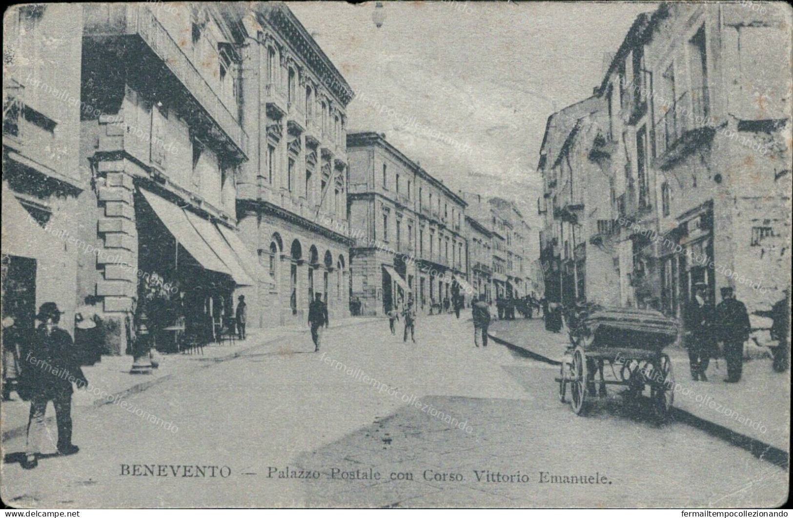 V737 Cartolina Benevento Citta' Palazzo Postale Con Corso Vittorio Emanuele 1906 - Benevento