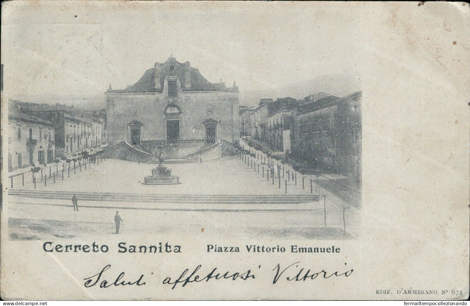 V726 Cartolina Cerreto Sannita Piazza Vittorio Emanuele Provincia Di  Benevento - Benevento