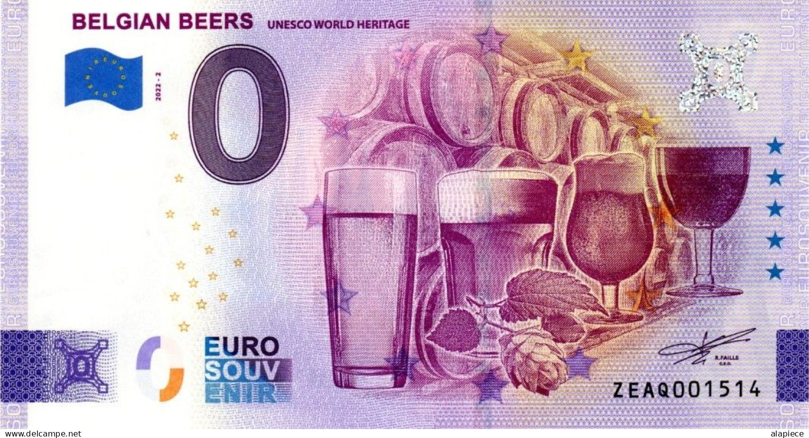 Billet Touristique - 0 Euro - Belgique - Belgian Beers - Unesco World Heritage (2022-2) - Essais Privés / Non-officiels