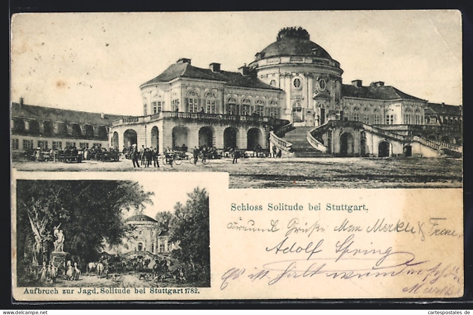 AK Stuttgart, Schloss Solitude, Aufbruch Zur Jagd, Solitude  - Stuttgart