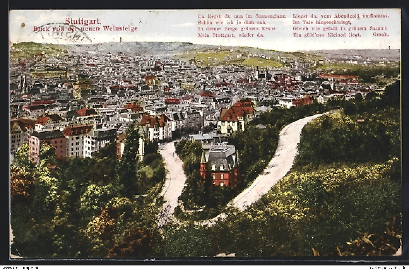 AK Stuttgart, Blick Von Der Neuen Weinsteige Auf Den Ort  - Stuttgart