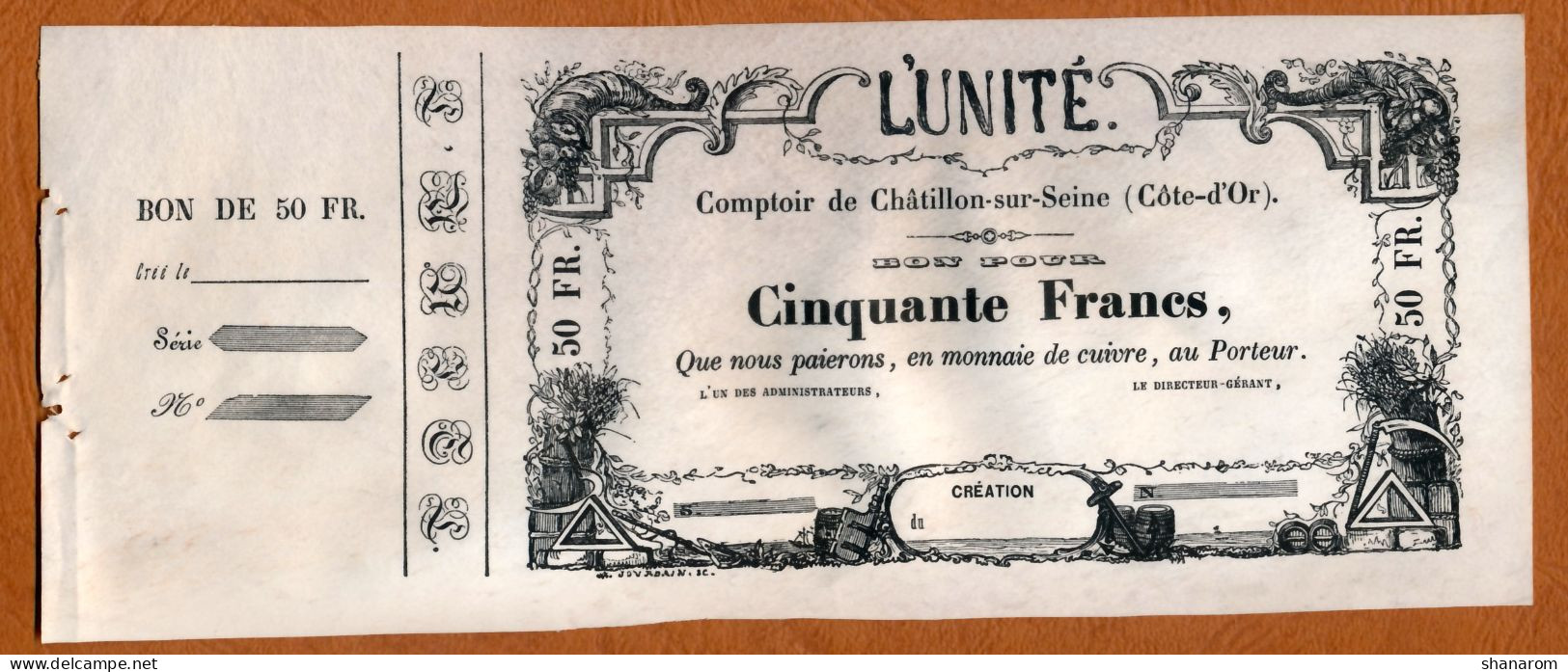 BON COMMERCIAL // CHATILLON-SUR-SEINE (Côte-d'Or) // L'UNITE // Cinquante Francs - Notgeld