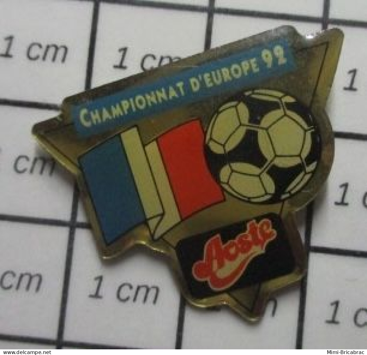 1818A Pin's Pins / Beau Et Rare / SPORTS / FOOTBALL CHAMPIONNAT D'EUROPE 1992 DRAPEAU FRANCE Variante AOSTE - Football