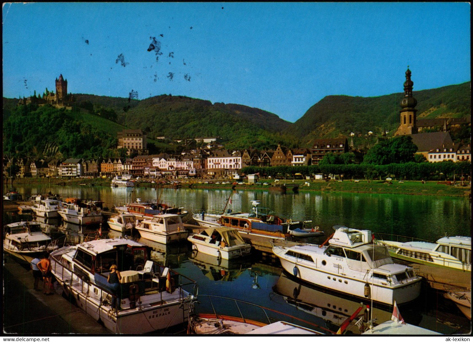 Cochem Kochem Blick Yachthafen Auf Die Moselpromenade Und Reichsburg 1989 - Cochem