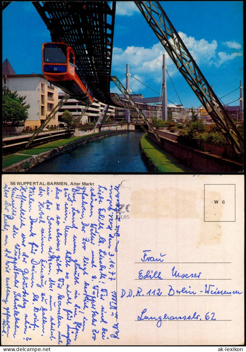 Ansichtskarte Barmen-Wuppertal Stadtteilansicht Mit Schwebebahn 1977 - Wuppertal