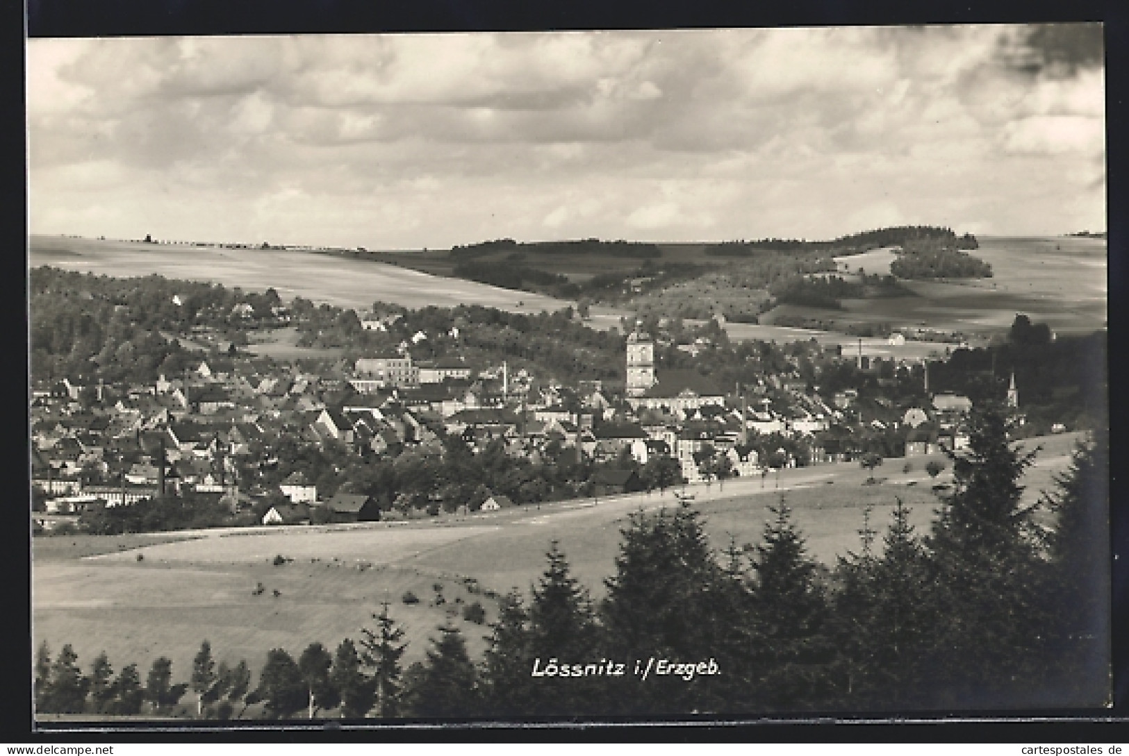 AK Lössnitz I. Erzgeb., Teilansicht Mit Rathaus  - Loessnitz