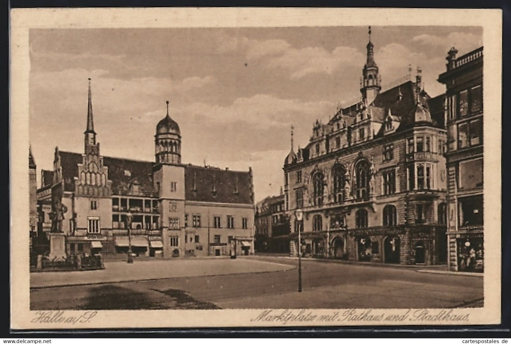 AK Halle A. S., Marktplatz Mit Geschäften, Rathaus Und Stadthaus  - Other & Unclassified