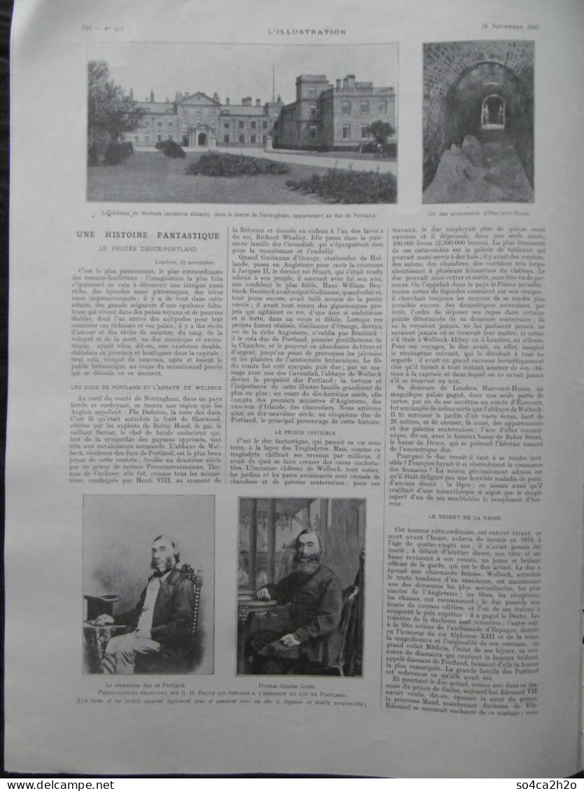 L'ILLUSTRATION N°3377 16/11/1907 La Transmission Télégraphique Des Photographies; Le Procès Druce - Portland - Sonstige & Ohne Zuordnung