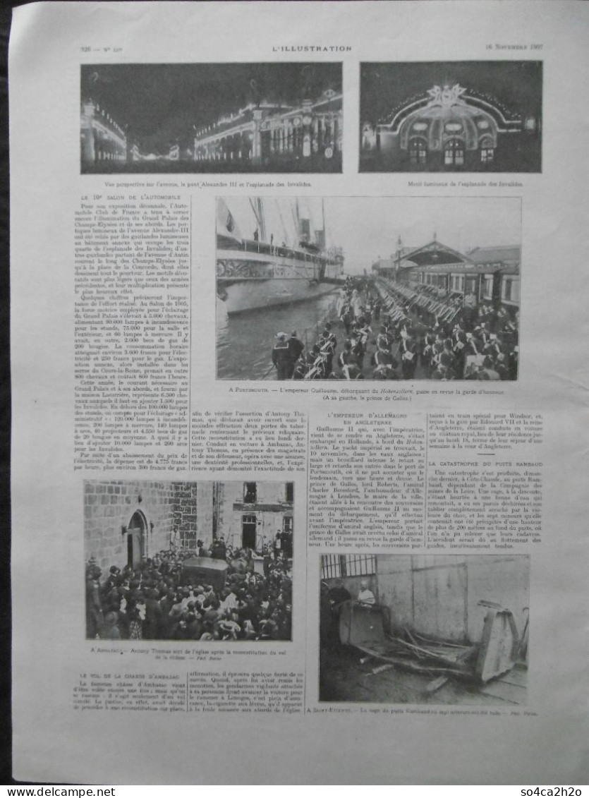L'ILLUSTRATION N°3377 16/11/1907 La Transmission Télégraphique Des Photographies; Le Procès Druce - Portland - Autres & Non Classés