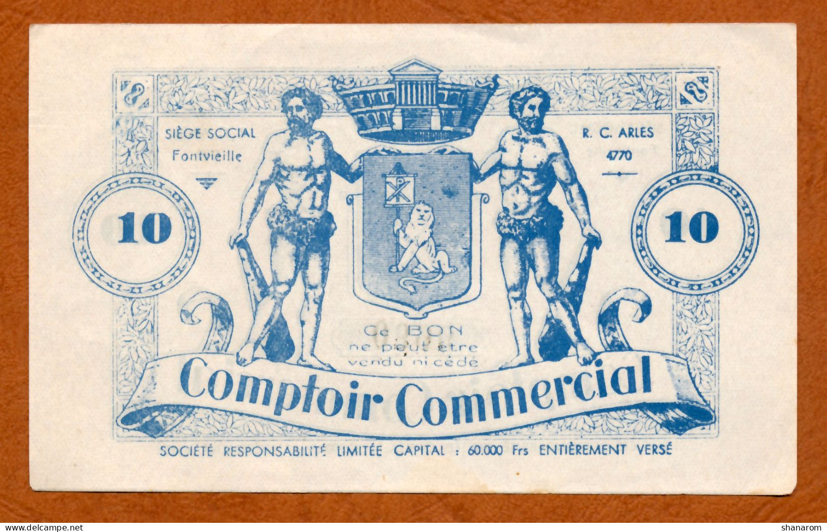 BON COMMERCIAL // BOUCHES DU RHÔNE // COMPTOIR COMMERCIAL // Bon De Dix Francs - Notgeld