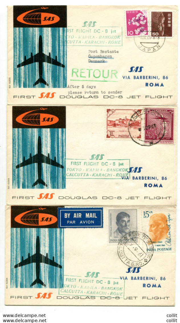 SAS Primo Volo Del 9.9.61 Dei Voli Da Tokio, Carachi E Calcutta - Airmail