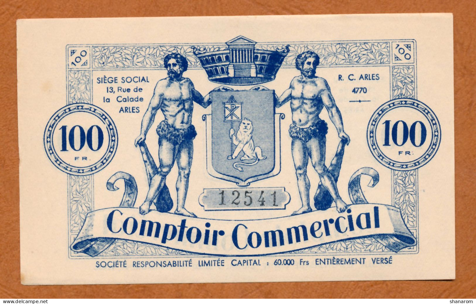 BON COMMERCIAL // BOUCHES DU RHÔNE // COMPTOIR COMMERCIAL // Bon De Cent Francs - Bonds & Basic Needs