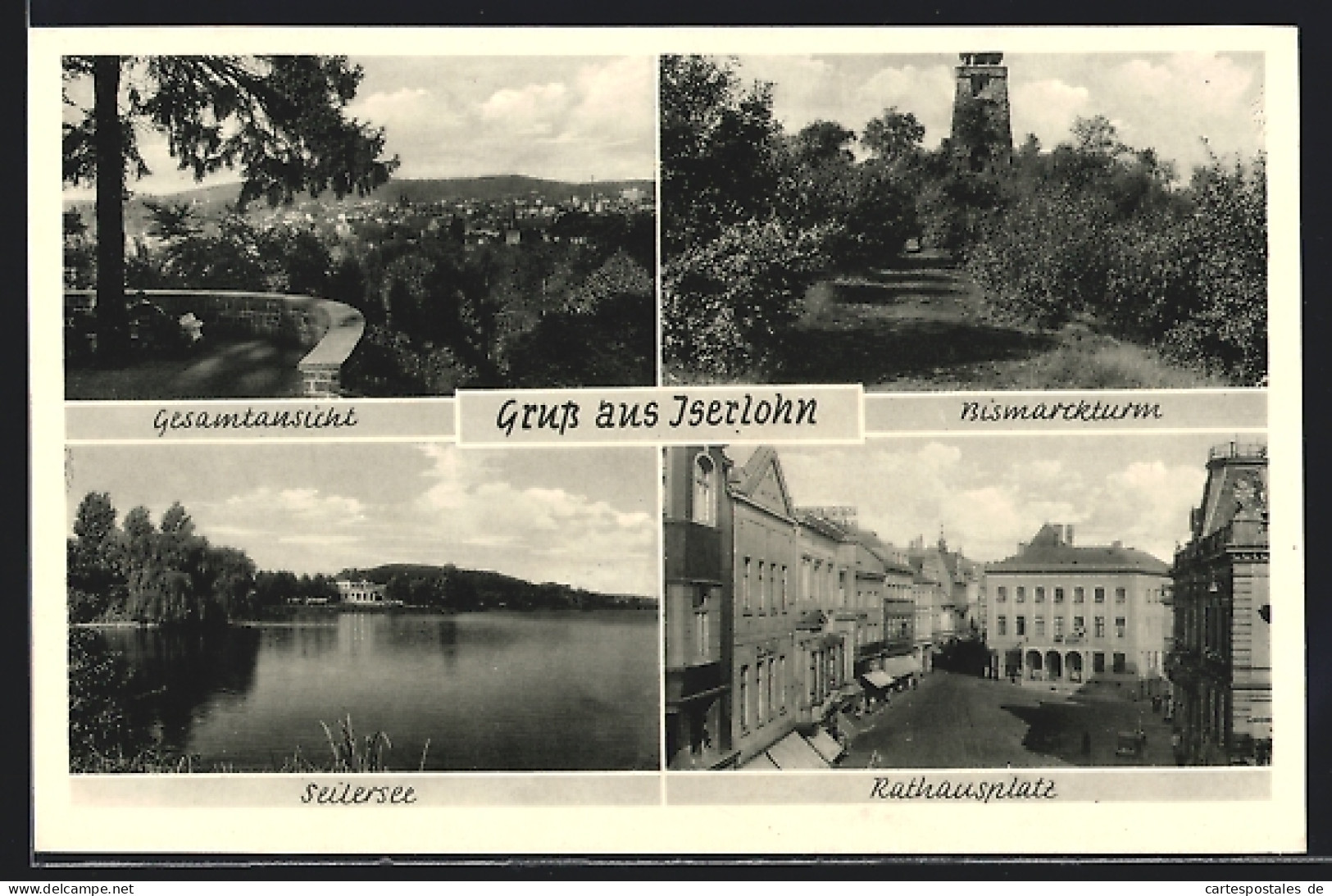 AK Iserlohn, Bismarckturm, Seilersee, Rathausplatz  - Iserlohn