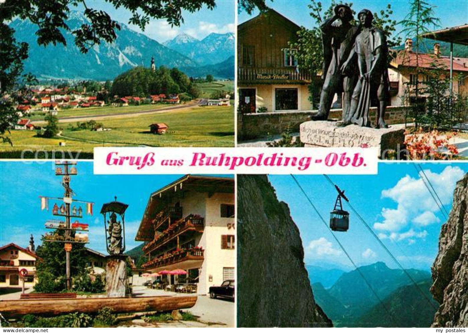 73244094 Ruhpolding Mit Sonntagshorn Holzknechtdenkmal Dorfplatz Seilbahn Rausch - Ruhpolding