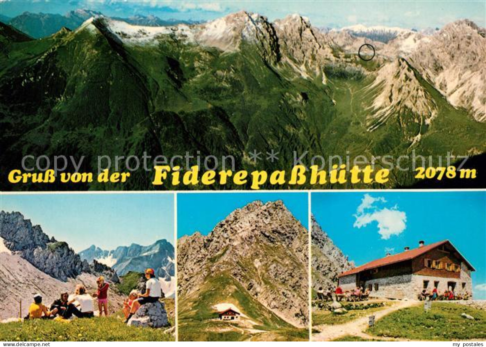 73243904 Fiderepasshuette Gebirgspanorama Bergwandern Berghuette Allgaeuer Alpen - Oberstdorf