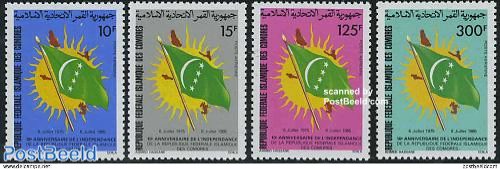 Comoros 1985 10 Years Independence 4v, Mint NH, History - Flags - Comoros