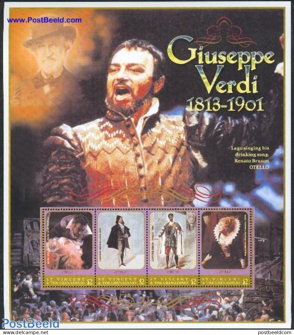 Saint Vincent 2001 Verdi 4v M/s, Mint NH, Performance Art - Music - Theatre - Music