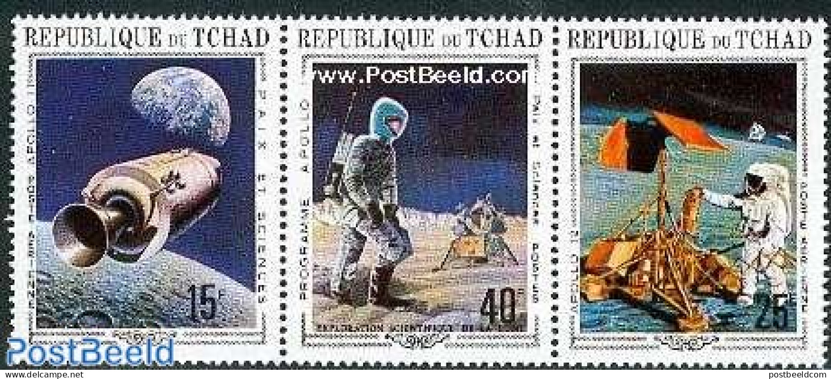 Chad 1970 Apollo XI & XII 3v, Mint NH, Transport - Space Exploration - Autres & Non Classés