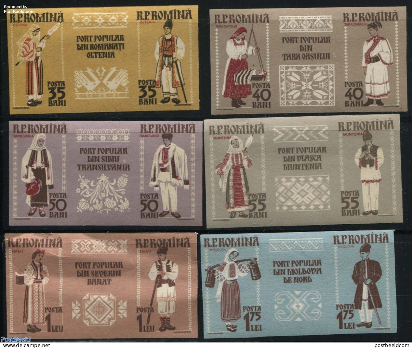 Romania 1958 Costumes 12v, Imperforated, Mint NH, Various - Costumes - Nuovi