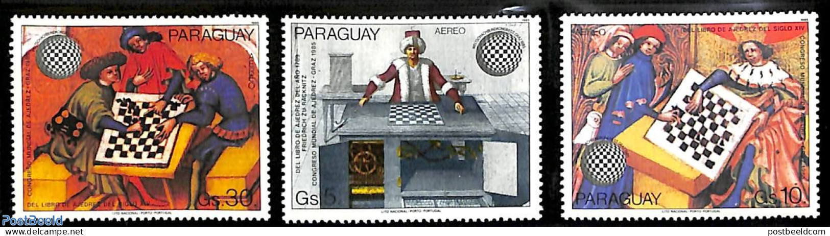 Paraguay 1985 Chess Congress 3v, Mint NH, Sport - Chess - Scacchi