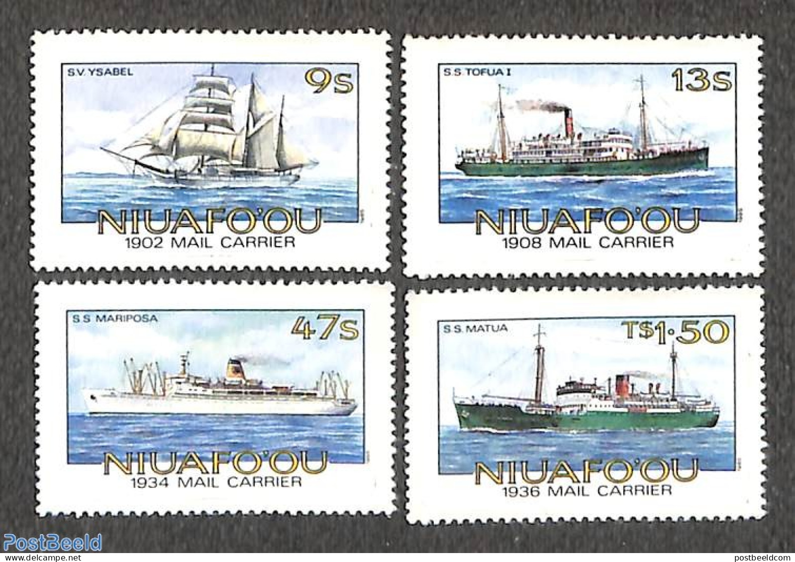 Niuafo'ou 1985 Postal Ships 4v (stamps Imperforated, Carrier Perforated), Mint NH, Transport - Ships And Boats - Schiffe