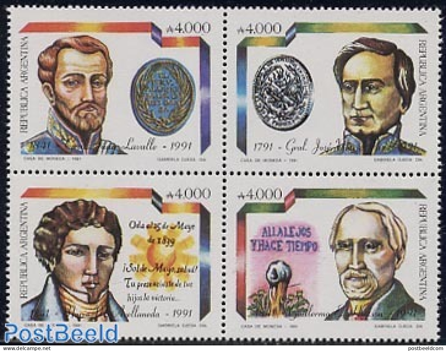Argentina 1991 Famous Persons 4v [+], Mint NH, History - Various - Decorations - Justice - Authors - Unused Stamps