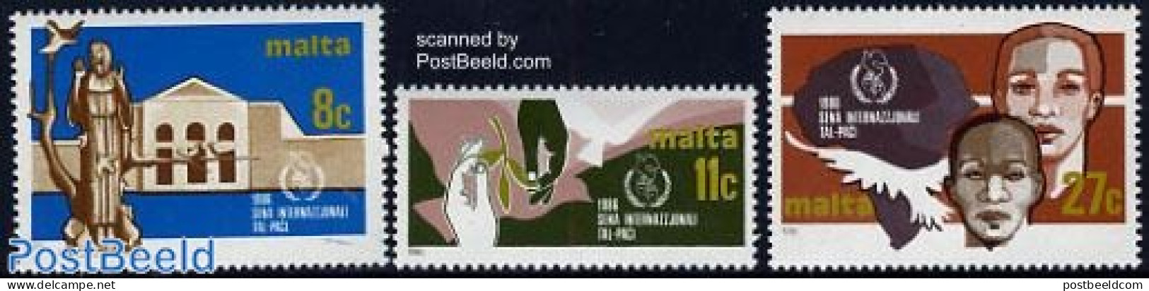 Malta 1986 International Peace Year 3v, Mint NH, History - Peace - Malta