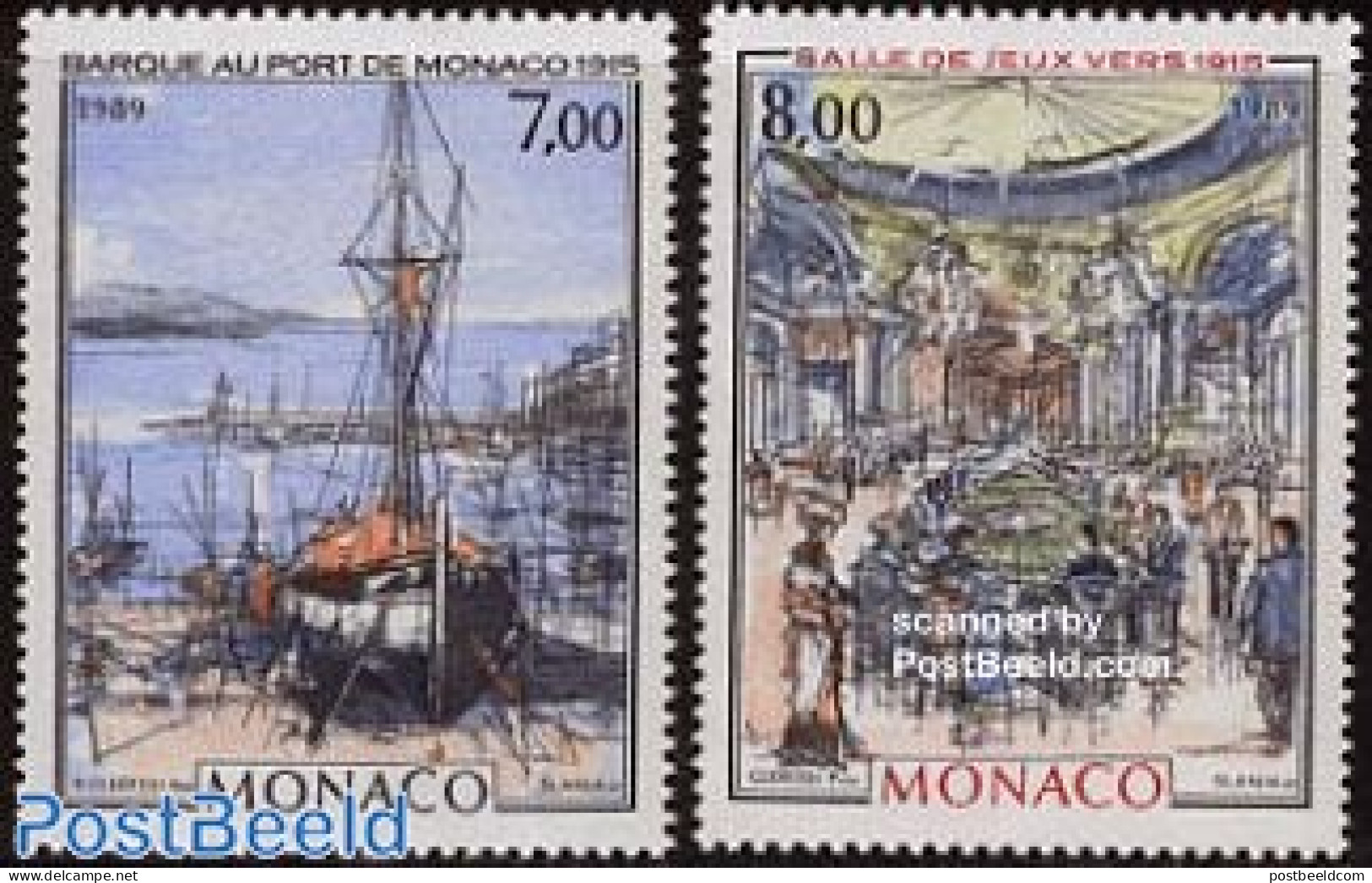 Monaco 1989 Belle Epoque 2v, Mint NH, Transport - Ships And Boats - Art - Paintings - Nuovi