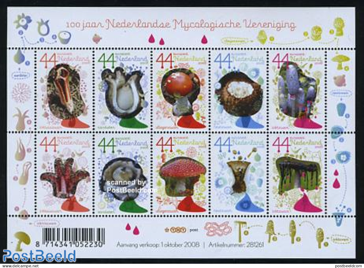 Netherlands 2008 Mushrooms 10v M/s, Mint NH, Nature - Mushrooms - Ungebraucht