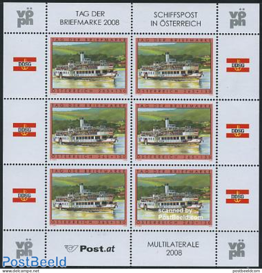 Austria 2008 Stamp Day M/s, Mint NH, Transport - Stamp Day - Ships And Boats - Nuevos