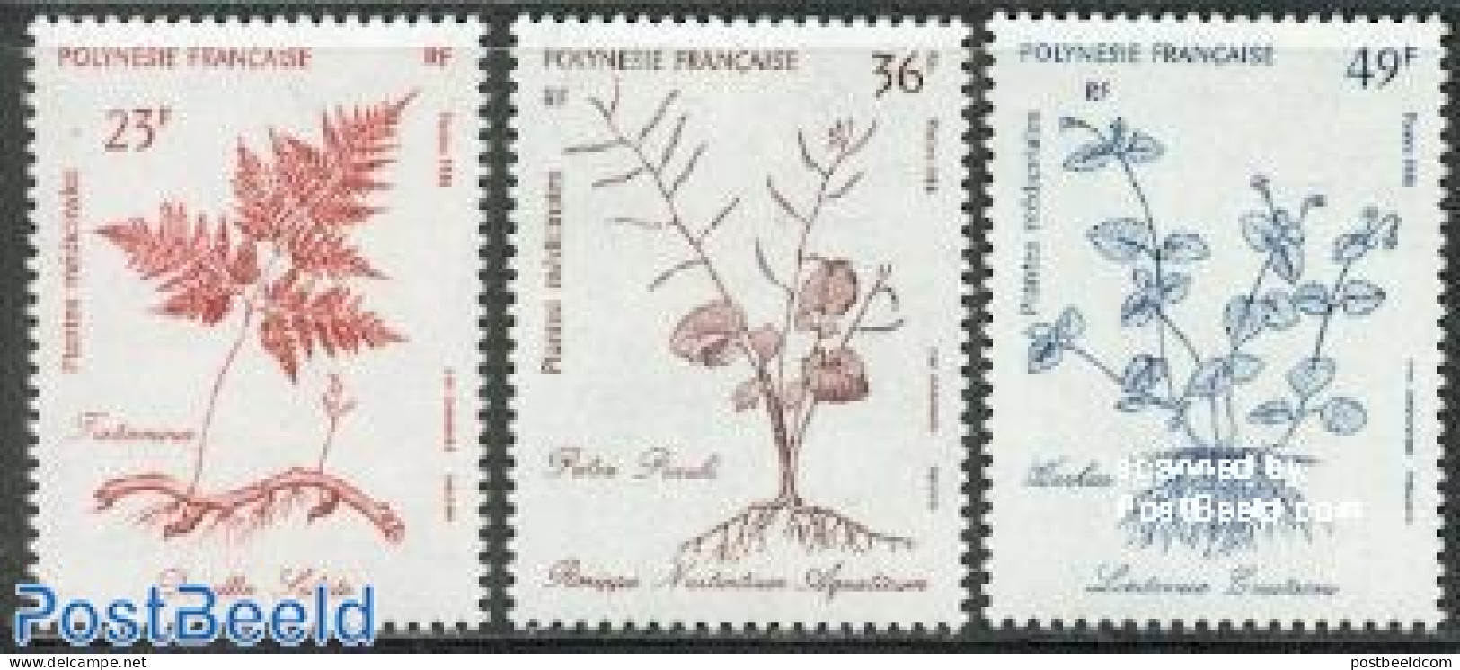 French Polynesia 1988 Medical Plants 3v, Mint NH, Health - Nature - Health - Flowers & Plants - Neufs