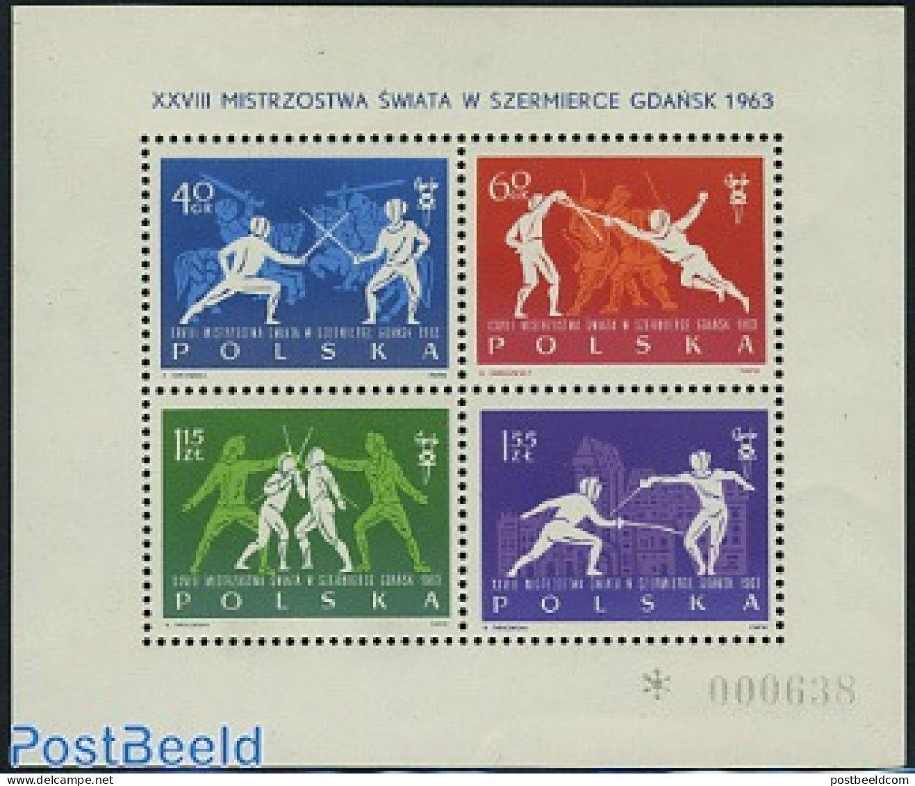 Poland 1963 Fencing Championship S/s, Mint NH, Sport - Fencing - Sport (other And Mixed) - Neufs
